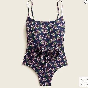 NWT J. Crew Floral One Piece Bathing Suit with Tie Small